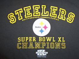 NFL Pittsburgh PA Steelers 2006 Super Bowl Champs Black Graphic Print T Shirt XL - $15.45