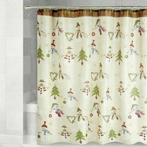 Avanti Linens Christmas Fabric Shower Curtain Holiday Snowman and Trees ... - £22.84 GBP