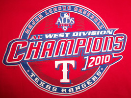 MLB Texas Rangers Baseball 2010 AL Champs Red Graphic T Shirt - S - £13.51 GBP