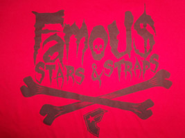 Famous Stars &amp; Straps Skull Cross Bones Red Graphic Print T Shirt - M - £17.42 GBP