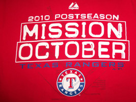 MLB Texas Rangers Baseball Mission October 2010 Red Graphic T Shirt - M - £13.17 GBP