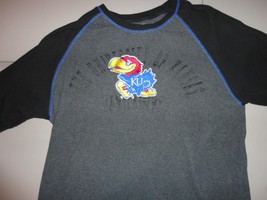 Gray Colosseum Kansas Jayhawks Sewn Light Raglan Style Distressed Sweatshirt L - £19.73 GBP