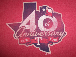 MLB Texas Rangers Baseball 2012 40th Anniversary Red 50/50 Graphic T Shi... - £14.79 GBP