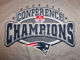 NFL New England Patriots 2003 AFC Champs Super Bowl XXXVIII (38) Gray T-Shirt XL - £13.48 GBP