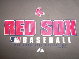 MLB Majestic Boston Red Sox MA Baseball Team Grey Graphic Print T Shirt M - £13.56 GBP