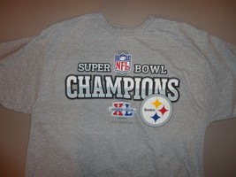 Gray Super Bowl 40 Champions Pittsburg Steelers 40th Anniversary NFL t shirt L - £14.06 GBP