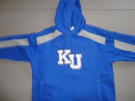 Blue KU Kansas University Jayhawks NCAA Hooded Sewn Adult L 80-20 Sweatshirt - £24.82 GBP
