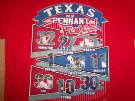 MLB Texas Rangers &quot;Pennant Fever!&quot; 2010 Playoffs Red Graphic Print TShirt L - £13.23 GBP