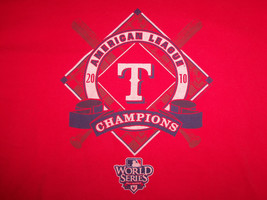 MLB Texas Rangers 2010 American League Champions Red Graphic Print TShir... - £13.48 GBP