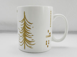 Starbucks White Gold Christmas Tree Mug - Holiday 2014 Coffee Cup - 15.2... - $9.45