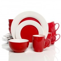 Gibson Style Deluxe 16 PC Dinnerware Set Red And White - £211.82 GBP