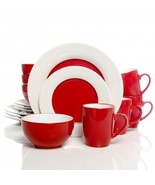 Gibson Style Deluxe 16 PC Dinnerware Set Red And White - £211.82 GBP