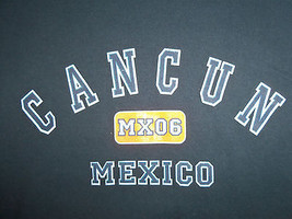 Cancun Mexico 2006 Vacation Tourist Sovenir Blue Graphic Print T Shirt - L - $19.81