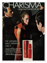 Avon Charisma Fragrance Perfume Woman in Red Vintage 1968 Full-Page Maga... - £7.75 GBP