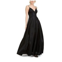 Betsy &amp; Adam Womens 14 Black Sparkle V Neck Strappy Long Gown Dress NWT ... - £132.96 GBP