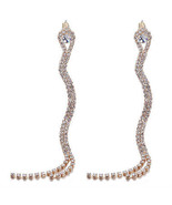 Long Tassel Women Fashion  Earrings Full Rhinestone Serpiform Elegant Be... - $375.17 MXN