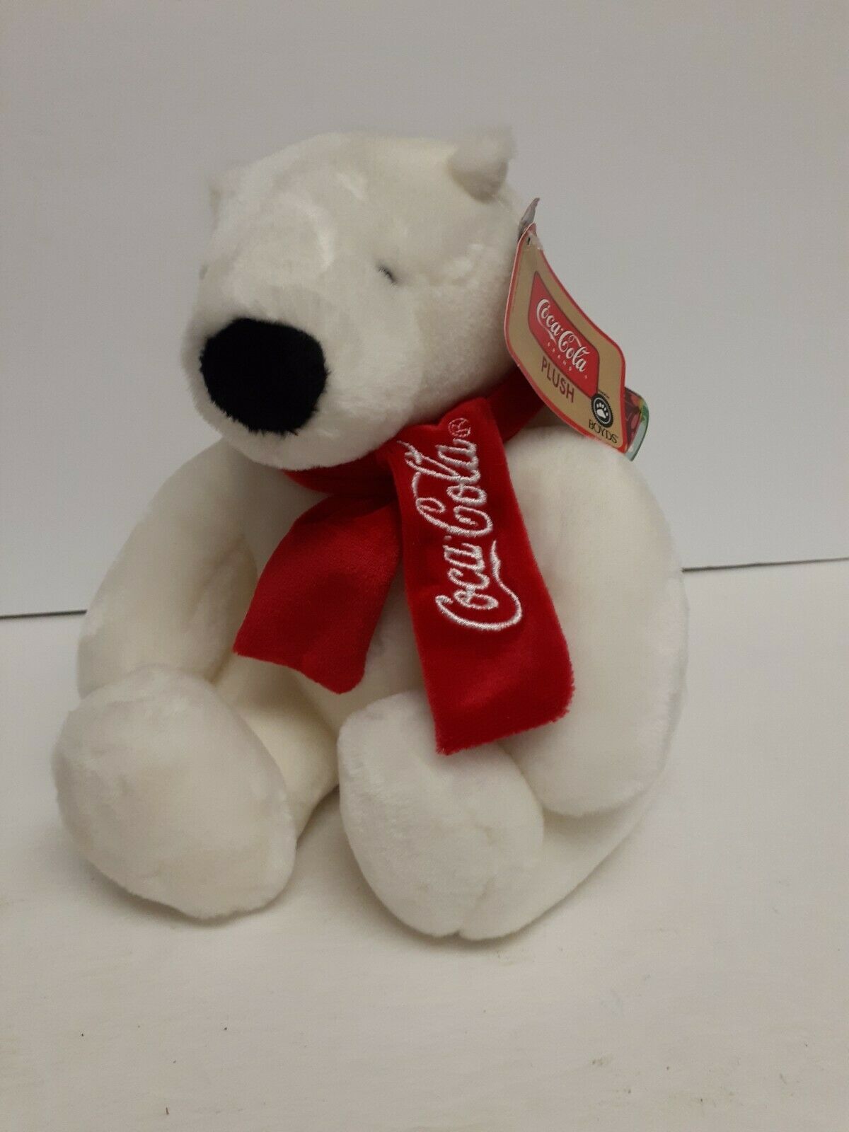 Primary image for Coca Cola BOYDS BEAR Plush Polar Bear Scarf 8” White Stuffed Animal W TAGS