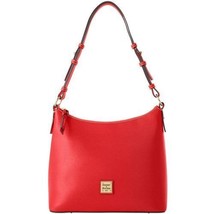 Dooney &amp; Bourke Saffiano Hobo Purse Bag Tomato Red Style BSAFF2030TOTO - £108.53 GBP