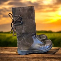 Ecco Brown suede Leather boots with wool lining Size 35 4-4.5 - $30.95