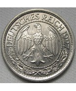 1927-E Germany 50 Reichspfennig VCH+ UNC Coin AE56 - £75.09 GBP