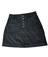 Free People Womens Denim A Line Skirt Size 25 Black Buttons Casual - $33.66