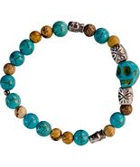 Skull Turquoise and Jasper Beads Bracelet! - $181.70 MXN