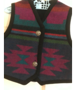 Vtg Child&#39;s girl or boy Wool Southwestern Aztec Vest buffalo Buttons 24&quot;... - $846.75 MXN