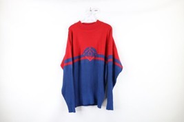 Vintage 90s Streetwear Mens XL Wool Blend Knit Color Block Mock Neck Sweater - £39.30 GBP