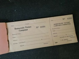 Vintage Democratic Victory Campaign Unused Donation Receipt Book Burnet ... - $24.74