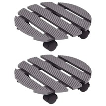 vidaXL Plant Trolleys 2 pcs Gray Ø11.8&quot;x3&quot; WPC - $68.52