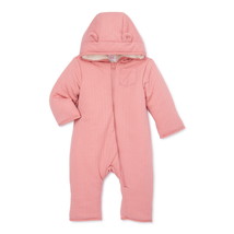 Wonder Nation Baby Hooded Pointelle Pram, Size 3-6M Color Coral Castle - £15.54 GBP