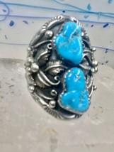 Navajo ring Turquoise cigar band Leaf leaves size 12.50 sterling silver women me - $255.42