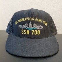 VTG USS Minneapolis-Saint Paul SSN-708 Submarine Dolphins Navy Sub Vet Hat Mens - £27.88 GBP