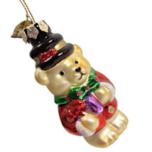 Thomas Pacconi Museum Series Christmas Teddy Bear Blown Glass Ornament 3.5&quot; - £10.24 GBP