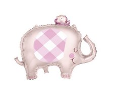 Giant Floral Pink Elephant Girl Baby Shower 1 29&quot; Mylar Foil Balloon - £4.74 GBP