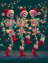 Dancing Skeletons Christmas T-Shirt | Santa Hats, Holiday Lights - $14.92+