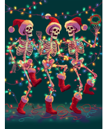 Dancing Skeletons Christmas T-Shirt | Santa Hats, Holiday Lights - €12,78 EUR+