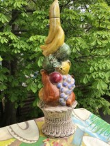 Vintage 1962 Ceramic Fruit Basket Topiary Wine Bottle Italy - £18.67 GBP