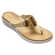 CROCS Women&#39;s Shoes Wedge Thongs Synthetic Beige Left foot Size 7 Right Size 8 - £25.59 GBP