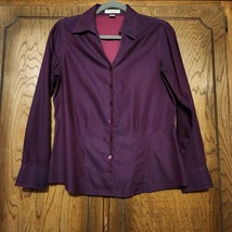 Cold Water Creek No Iron Plum Button Front Wing Tip Collar Blouse Size PS - $9.50
