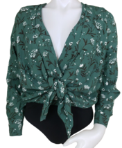 Revolve x Capulet Bodysuit Top Womens XS Green Floral Daria Long Sleeve ... - $40.16