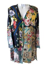 Johnny Was Silk Print Button-Front Cardigan/Tunic Euc Generous Sz Pm - £110.80 GBP