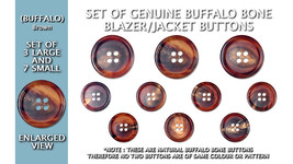 Set of Genuine Buffalo Bone Blazer/Jacket Buttons (BUFFO) - Brown Colour... - £10.21 GBP