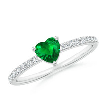 4Ct Heart cut Green Emerald 14K White Gold Plated Anniversary Ring for Woman - £71.55 GBP