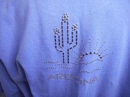 Jerzees Womans Size 2X 2XG Blue Short Sleeve T-shirt Studded Accents (Arizona) - £15.94 GBP