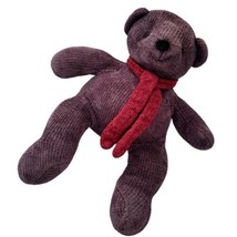 Pottery Barn Chenille Weighted Bear Purple Teddy Plush Nicholas Scarf 14&quot; READ - £11.89 GBP