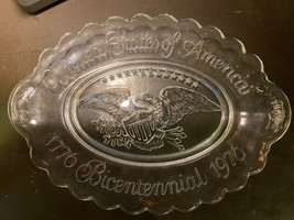 Vintage Avon 1776-1976 USA Bicentennial Glass Soap Dish Plate with Eagle 9.25In - £7.46 GBP