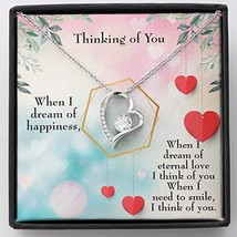 Thinking of You CZ Love Heart Pendant 18k Gold or Stainless Steel 18&quot; Necklace - £43.48 GBP