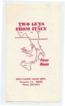 Two Guys From Italy Pizza House Menu Pacific Coast Hwy Torrance California  - £14.01 GBP