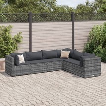  Patio Lounge Set Grey PE rattan, powder-coated steel, 100% polyester - $785.99
